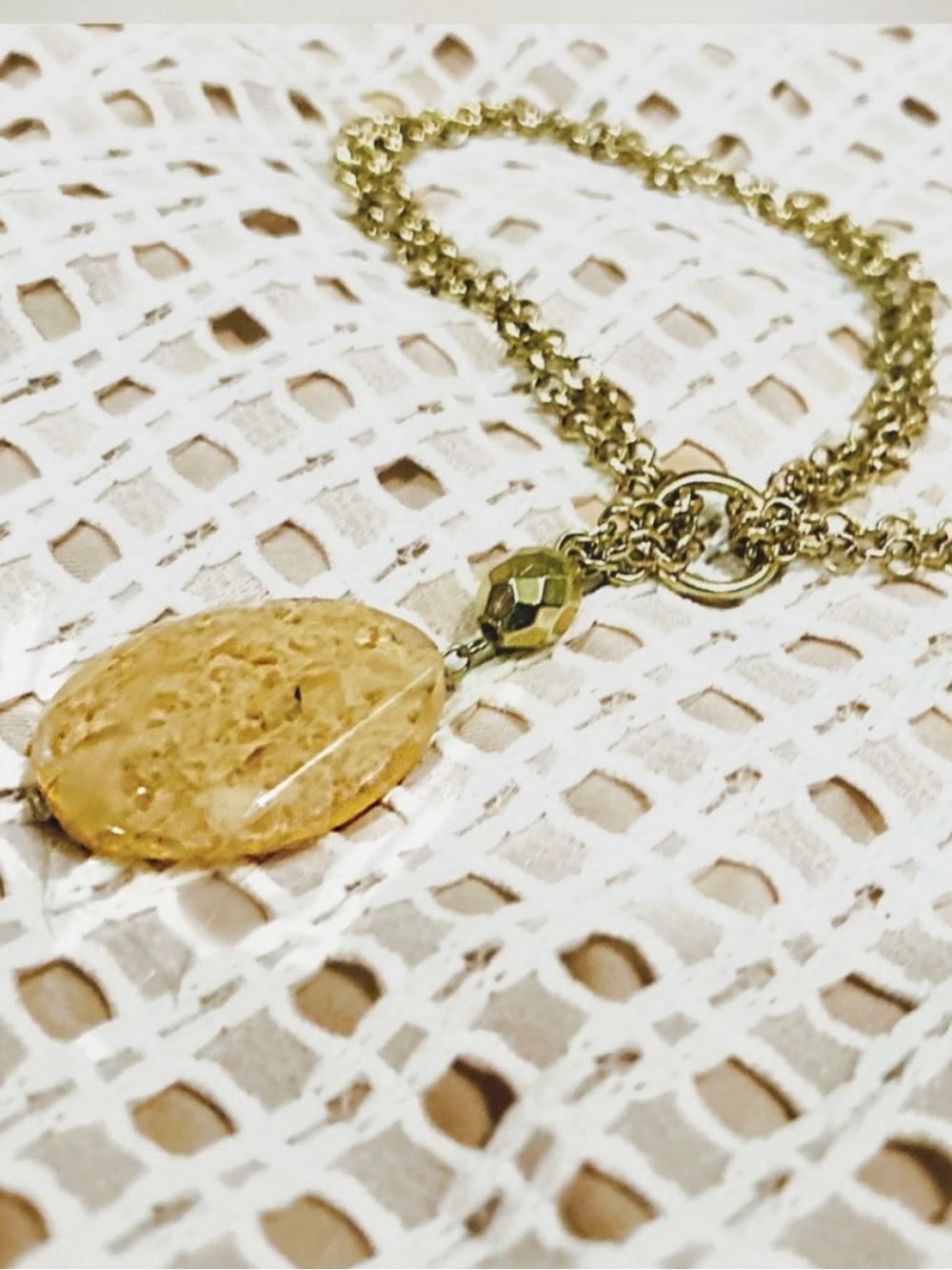 ✨ Gold-Tone Faceted Citrine Colored Teardrop Pendant Necklace ✨